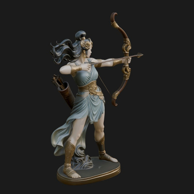 Artemis the Archer Statue Design 3 3D Print Model