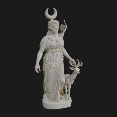 Artemis with Bow and Deer Statue Design 7 3D Print Model