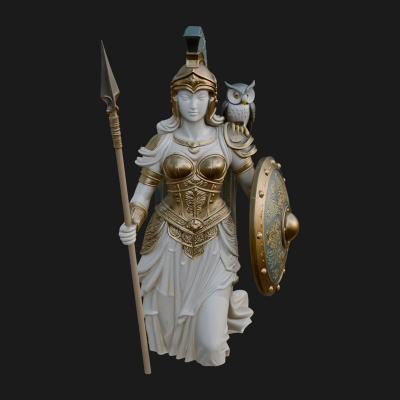 Athena Warrior Goddess Statue Design 10 3D Print Model
