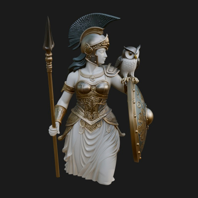 Athena Warrior Goddess Statue Design 9 3D Print Model