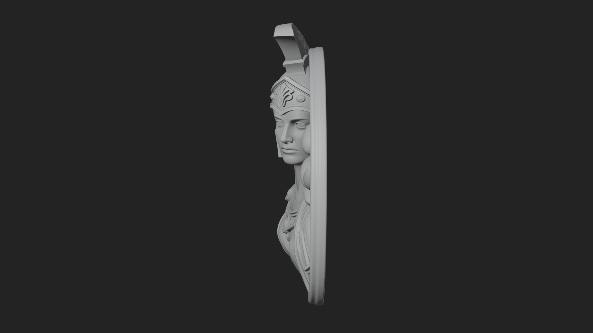 Athena with Owl Oval Plaque Design 1 3D Print Model 3D Model