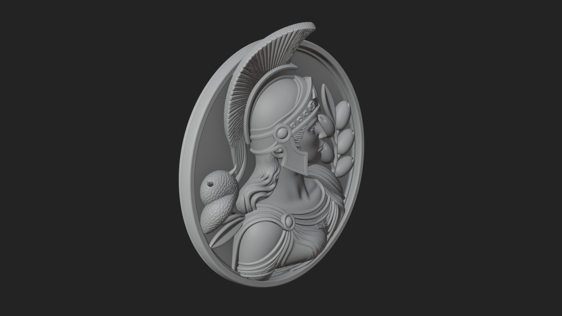 Athena with Owl Oval Plaque Design 2 3D Print Model 3D Model
