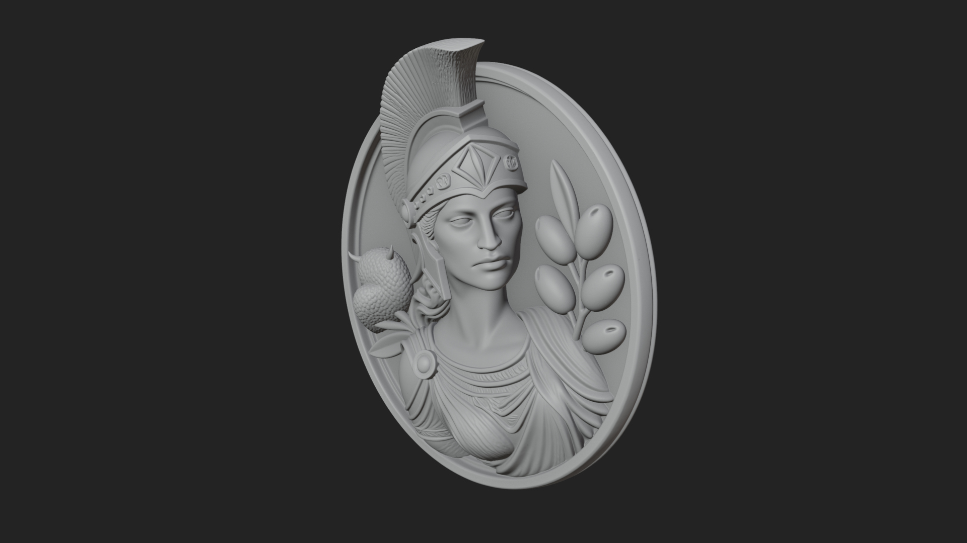 Athena with Owl Oval Plaque Design 2 3D Print Model 3D Model