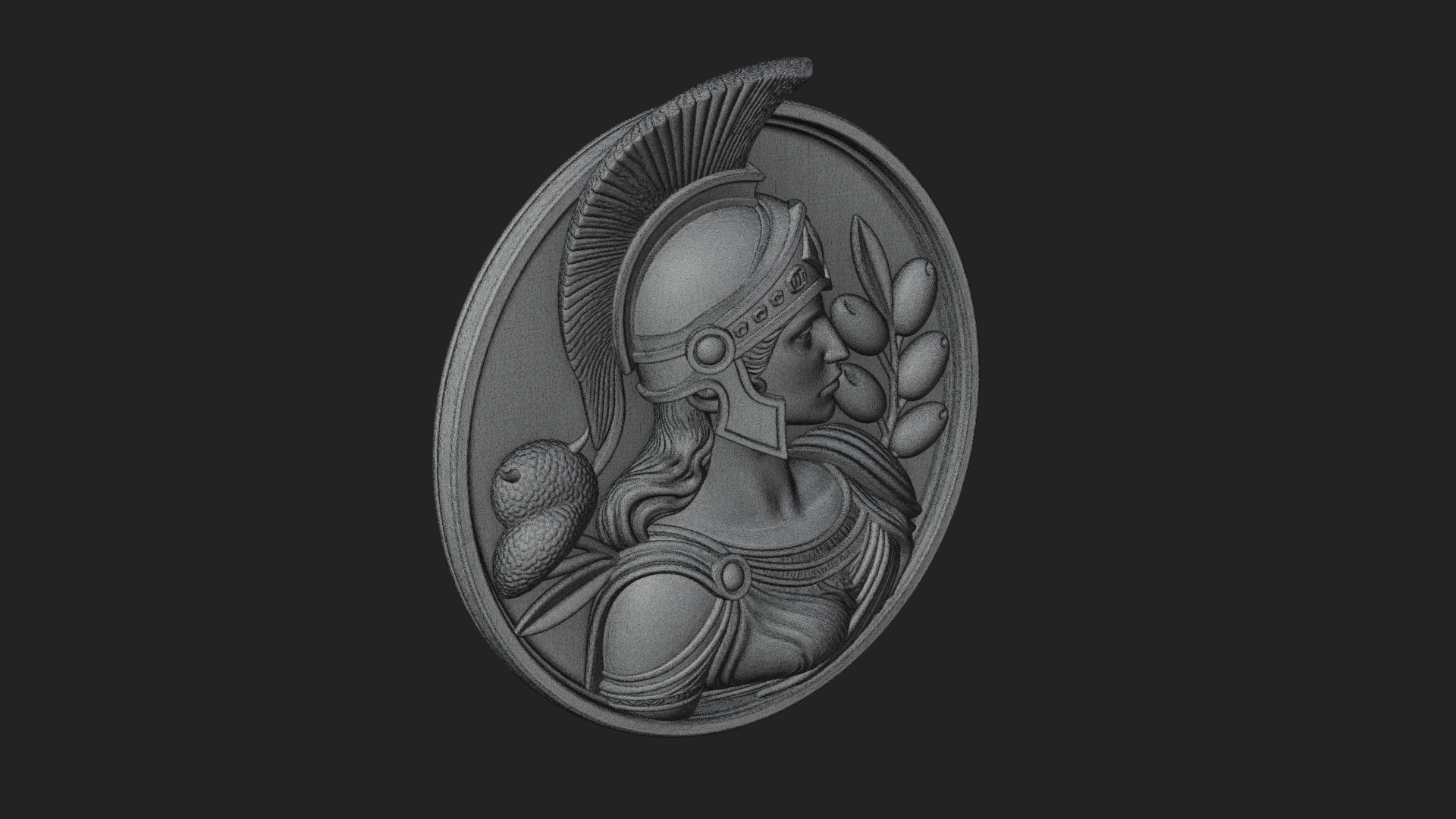 Athena with Owl Oval Plaque Design 2 3D Print Model 3D Model