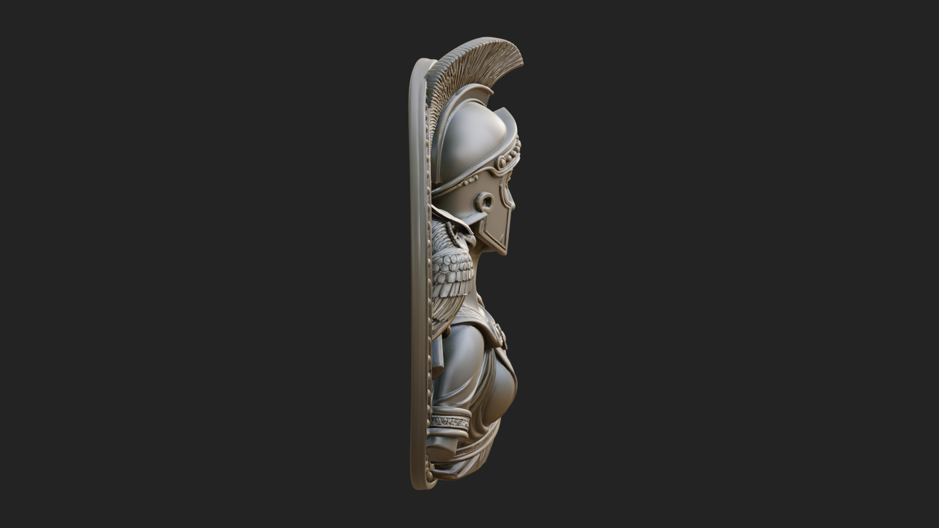 Athena with Owl Oval Plaque Design 3 3D Print Model 3D Model