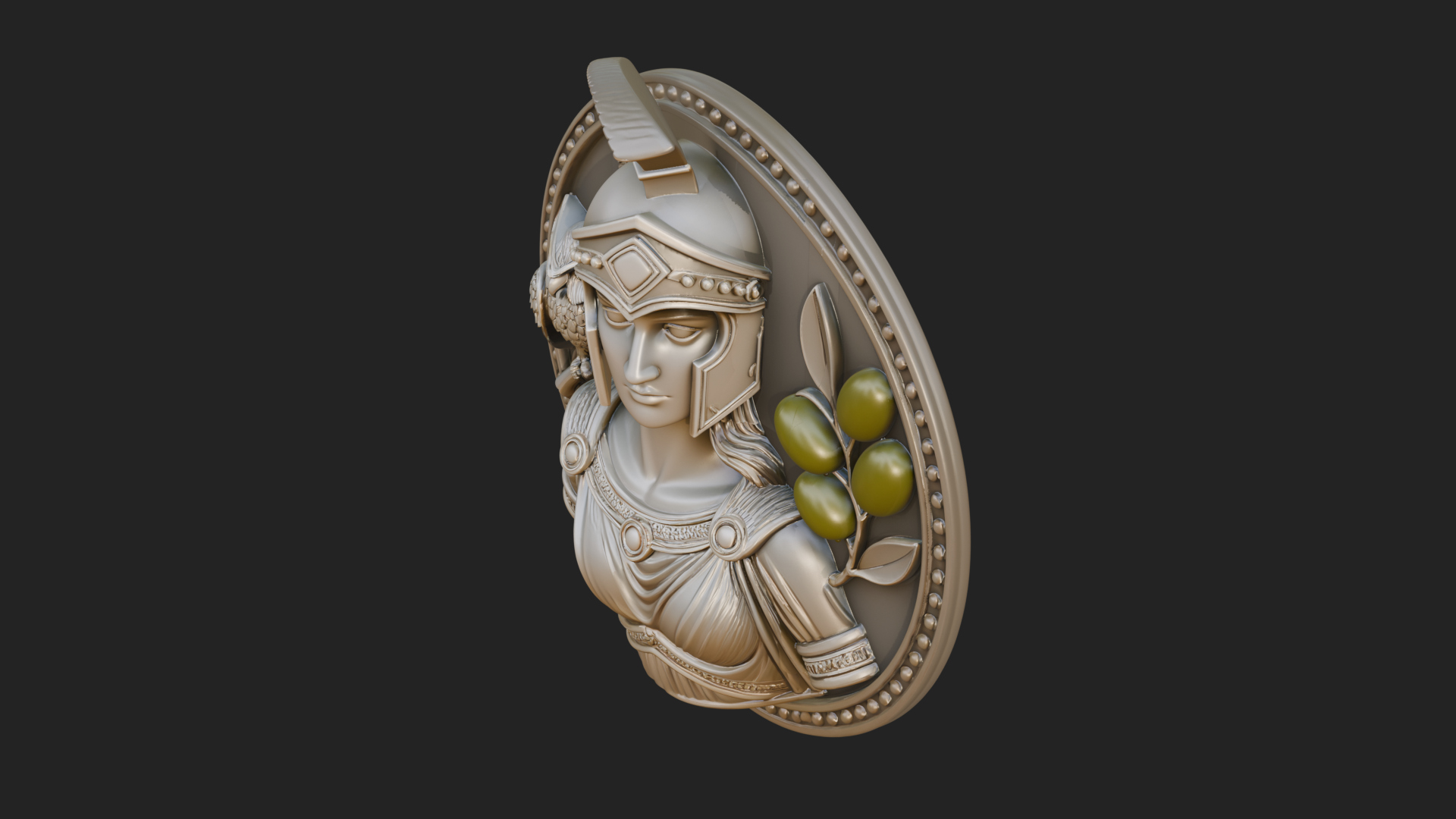 Athena with Owl Oval Plaque Design 3 3D Print Model 3D Model