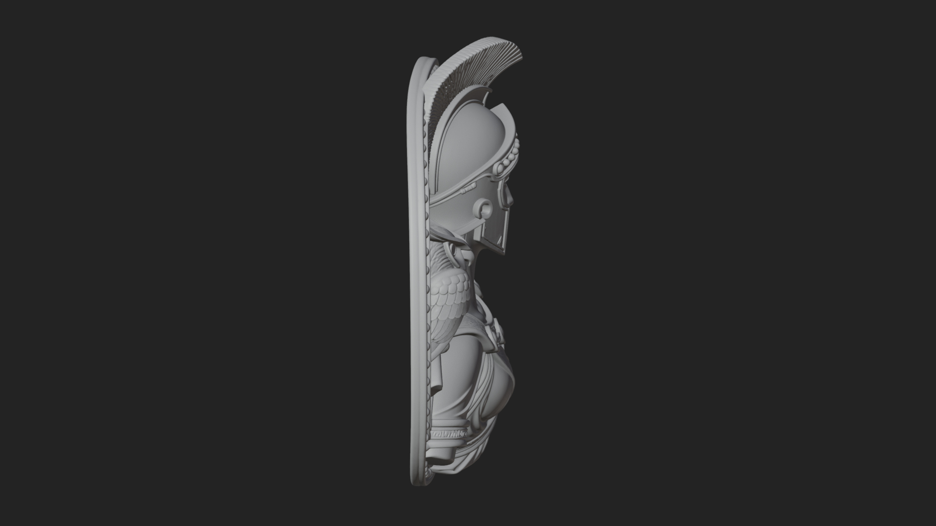 Athena with Owl Oval Plaque Design 3 3D Print Model 3D Model