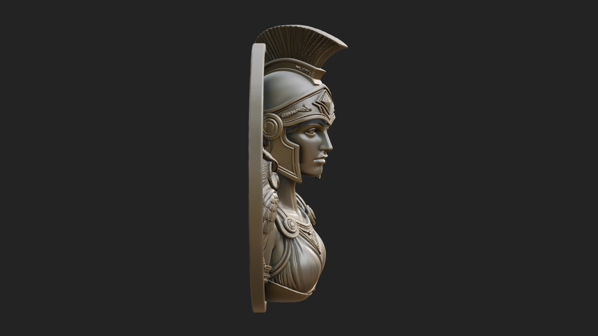 Athena with Owl Oval Plaque Design 4 3D Print Model 3D Model
