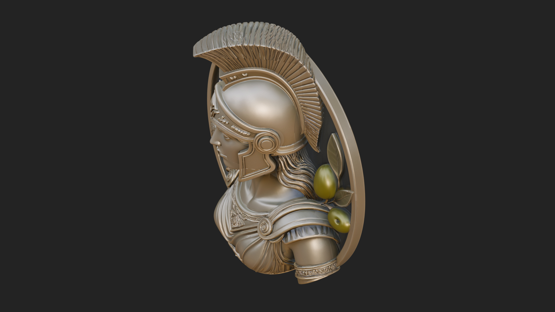 Athena with Owl Oval Plaque Design 4 3D Print Model 3D Model