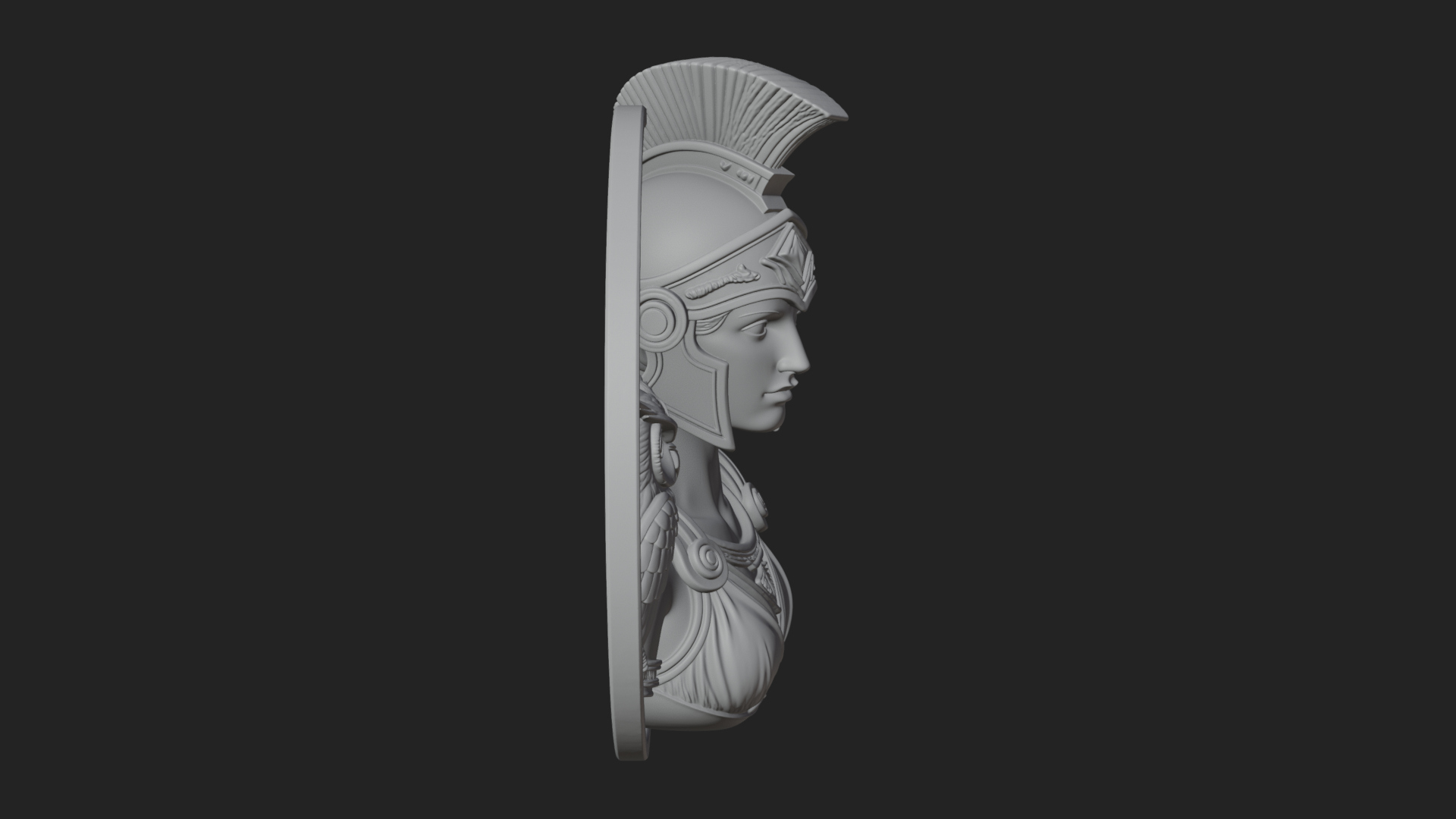 Athena with Owl Oval Plaque Design 4 3D Print Model 3D Model