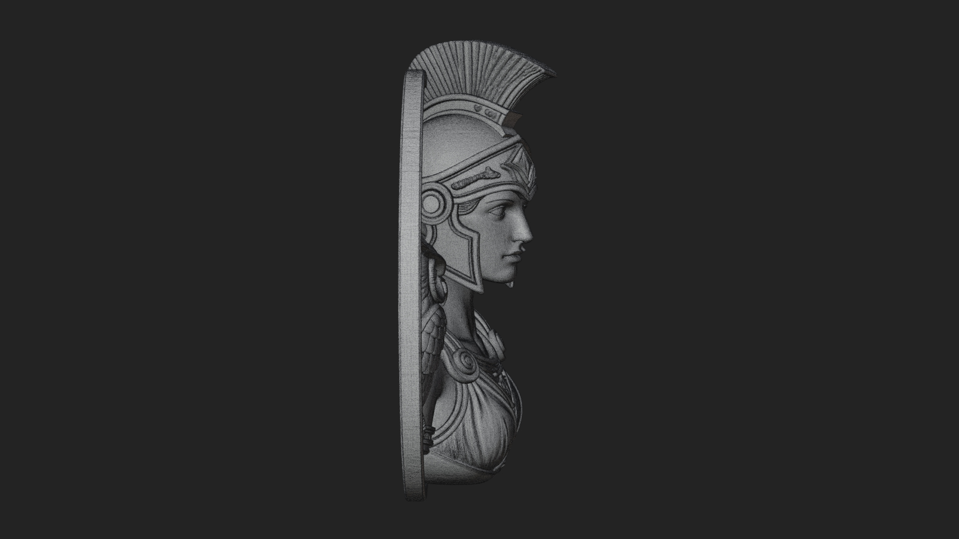 Athena with Owl Oval Plaque Design 4 3D Print Model 3D Model