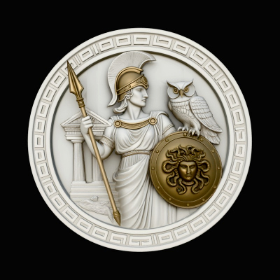 Athena with Owl Relief Medallion Pendant Design 1 3D Prin