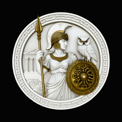 Athena with Owl Relief Medallion Pendant Design 2 3D Prin