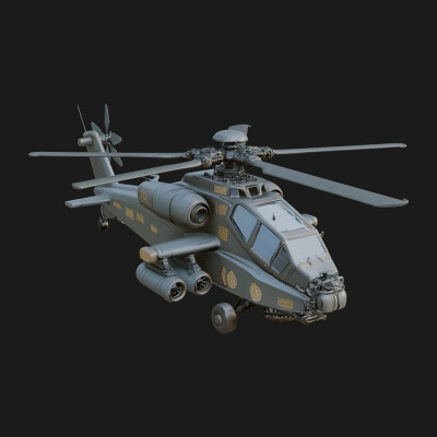 Attack Helicopter Model Design 12 3D Print Model
