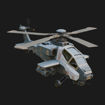 Attack Helicopter Model Design 4 3D Print Model