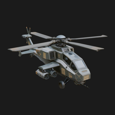 Attack Helicopter Model Design 9 3D Print Model