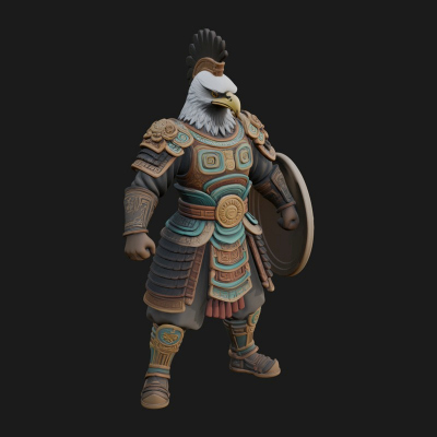 Aztec Eagle Warrior Statue Design 1 3D Print Model