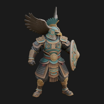 Aztec Eagle Warrior Statue Design 2 3D Print Model
