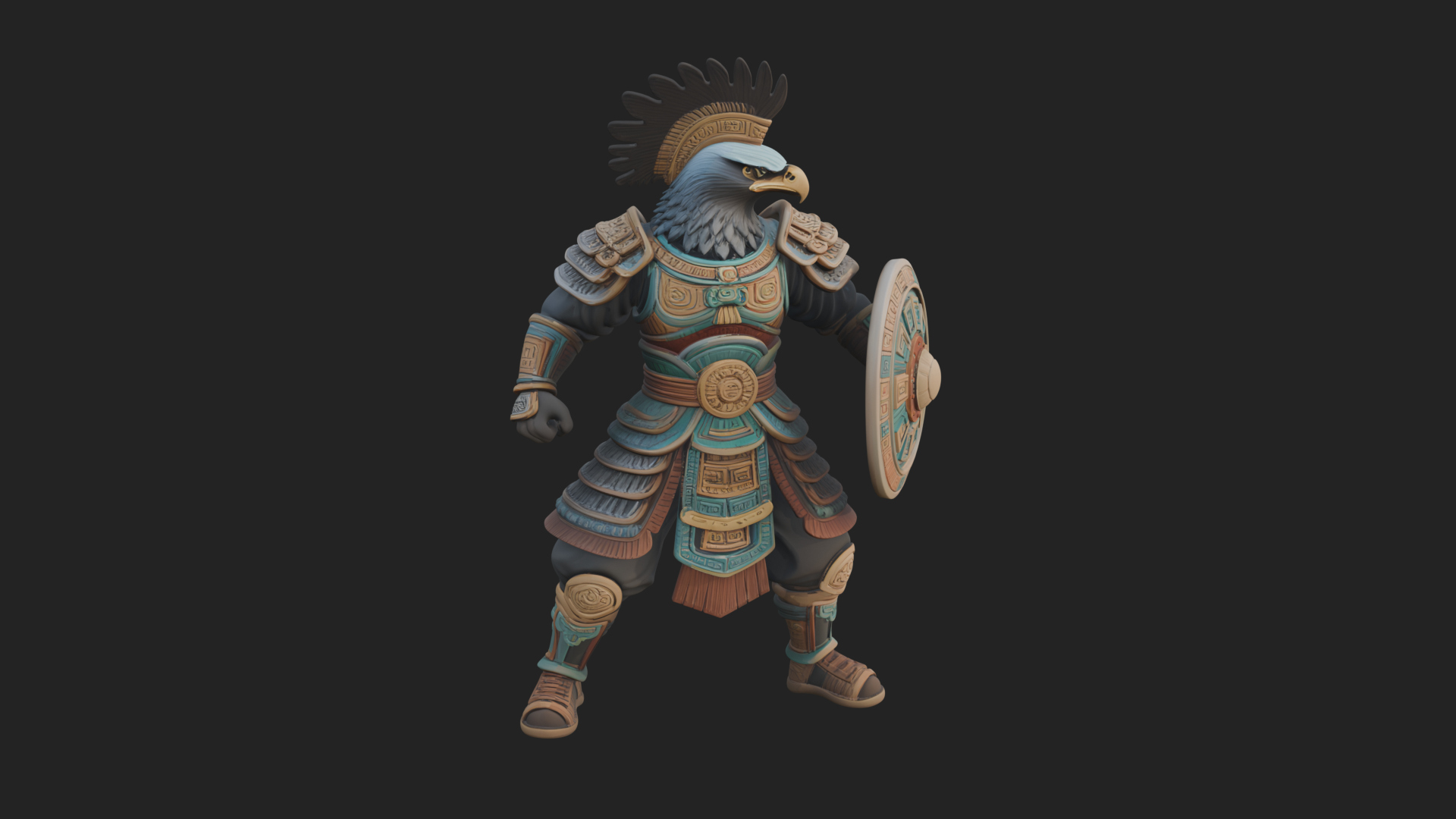 Aztec Eagle Warrior Statue Design 4 3D Print Model 3D Model