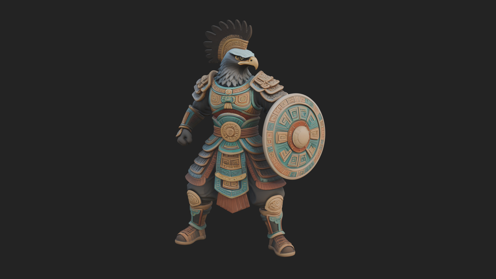 Aztec Eagle Warrior Statue Design 4 3D Print Model 3D Model
