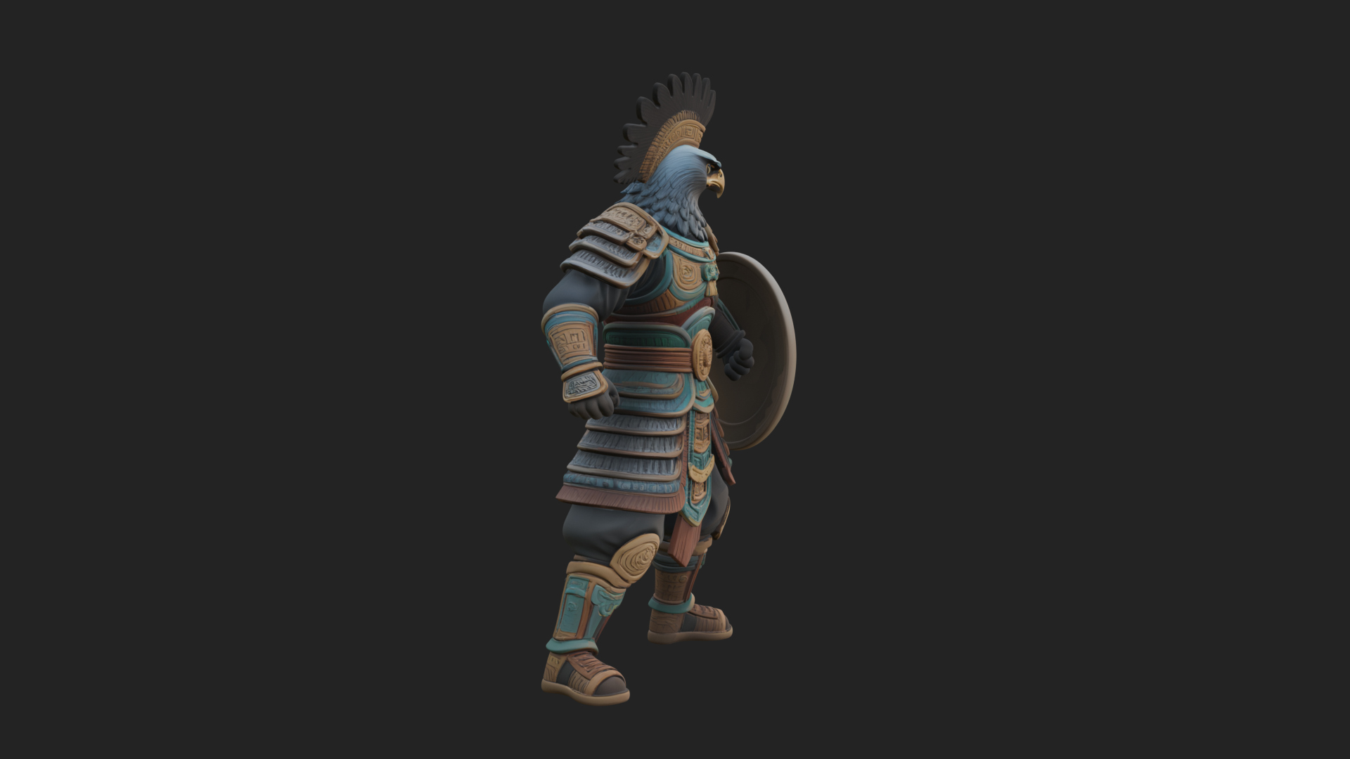 Aztec Eagle Warrior Statue Design 4 3D Print Model 3D Model