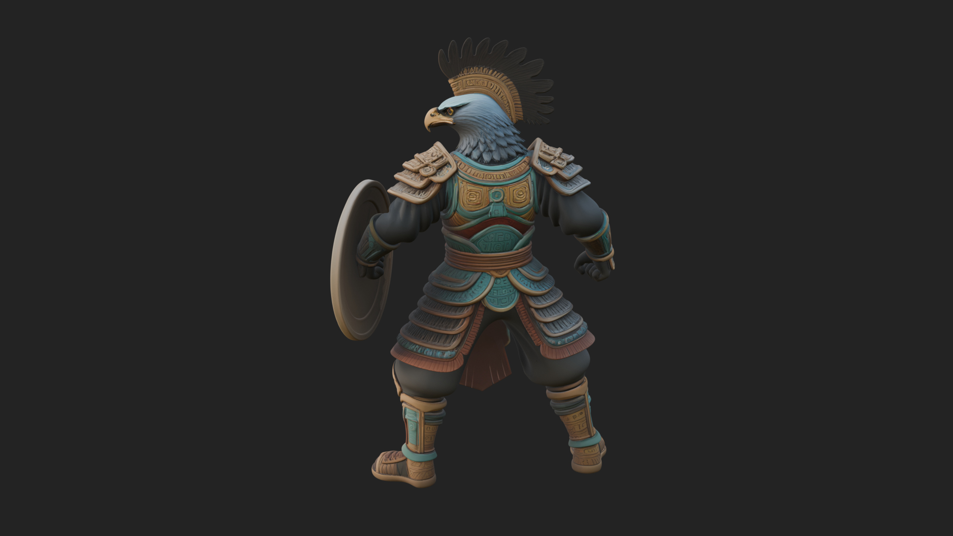 Aztec Eagle Warrior Statue Design 4 3D Print Model 3D Model