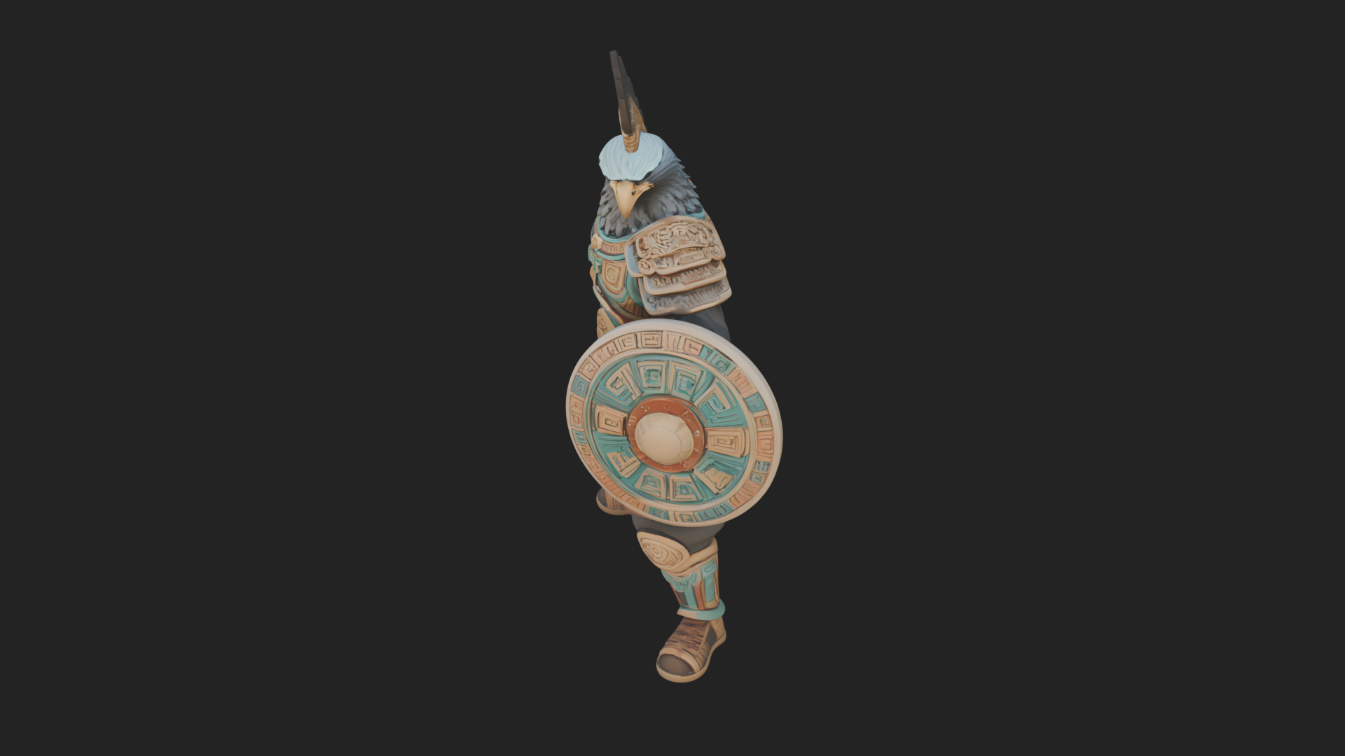 Aztec Eagle Warrior Statue Design 4 3D Print Model 3D Model