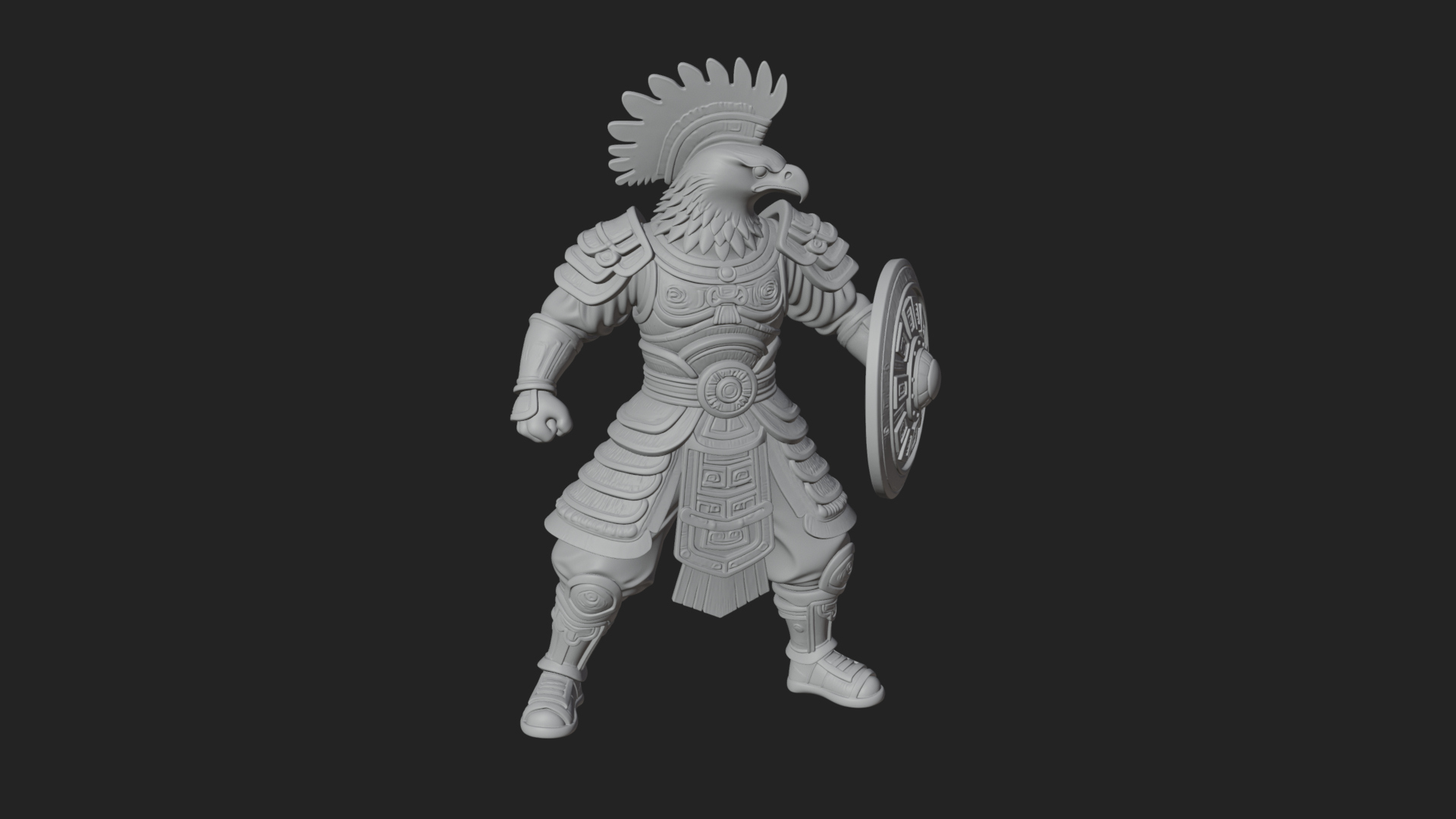 Aztec Eagle Warrior Statue Design 4 3D Print Model 3D Model