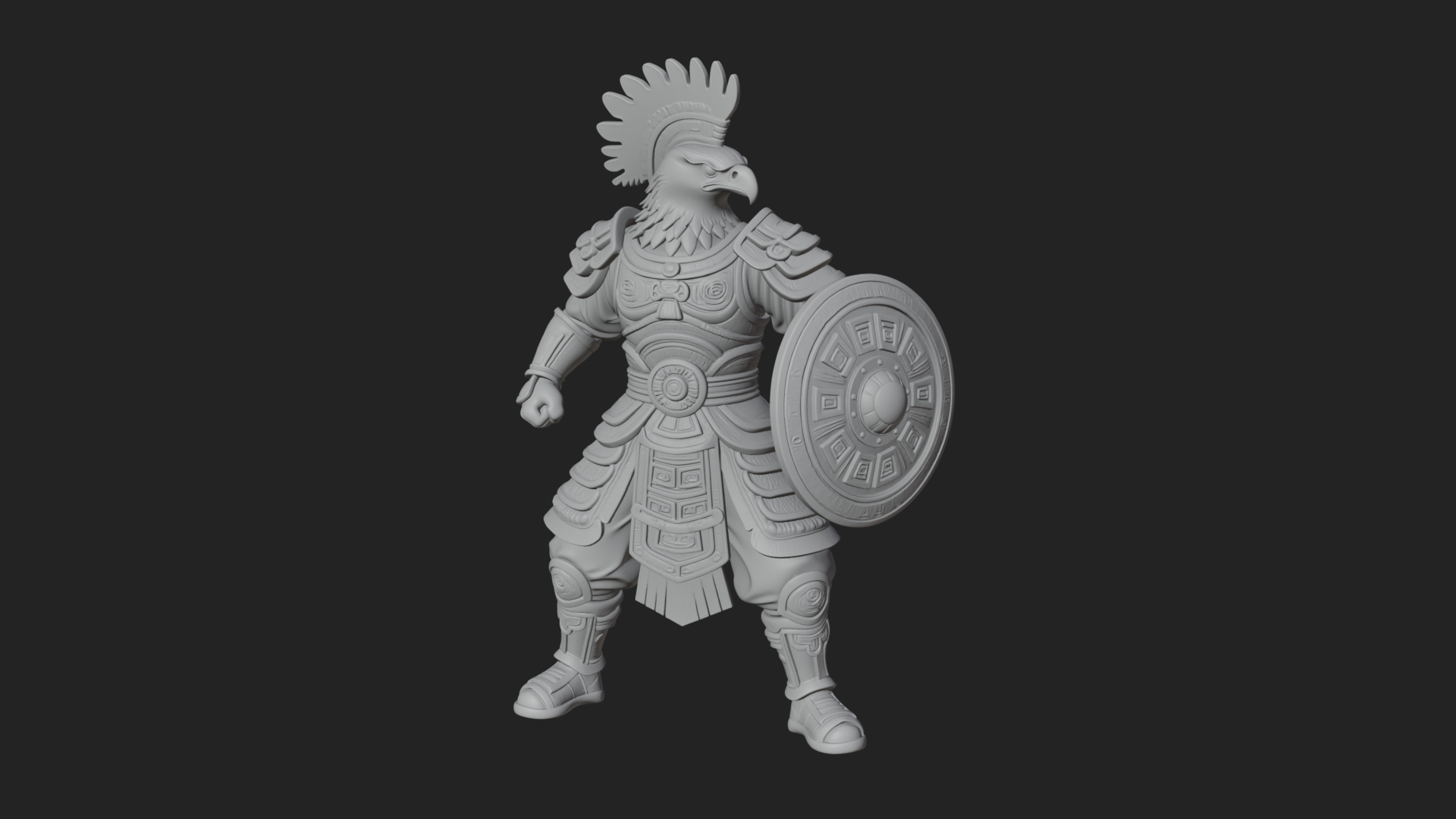Aztec Eagle Warrior Statue Design 4 3D Print Model 3D Model