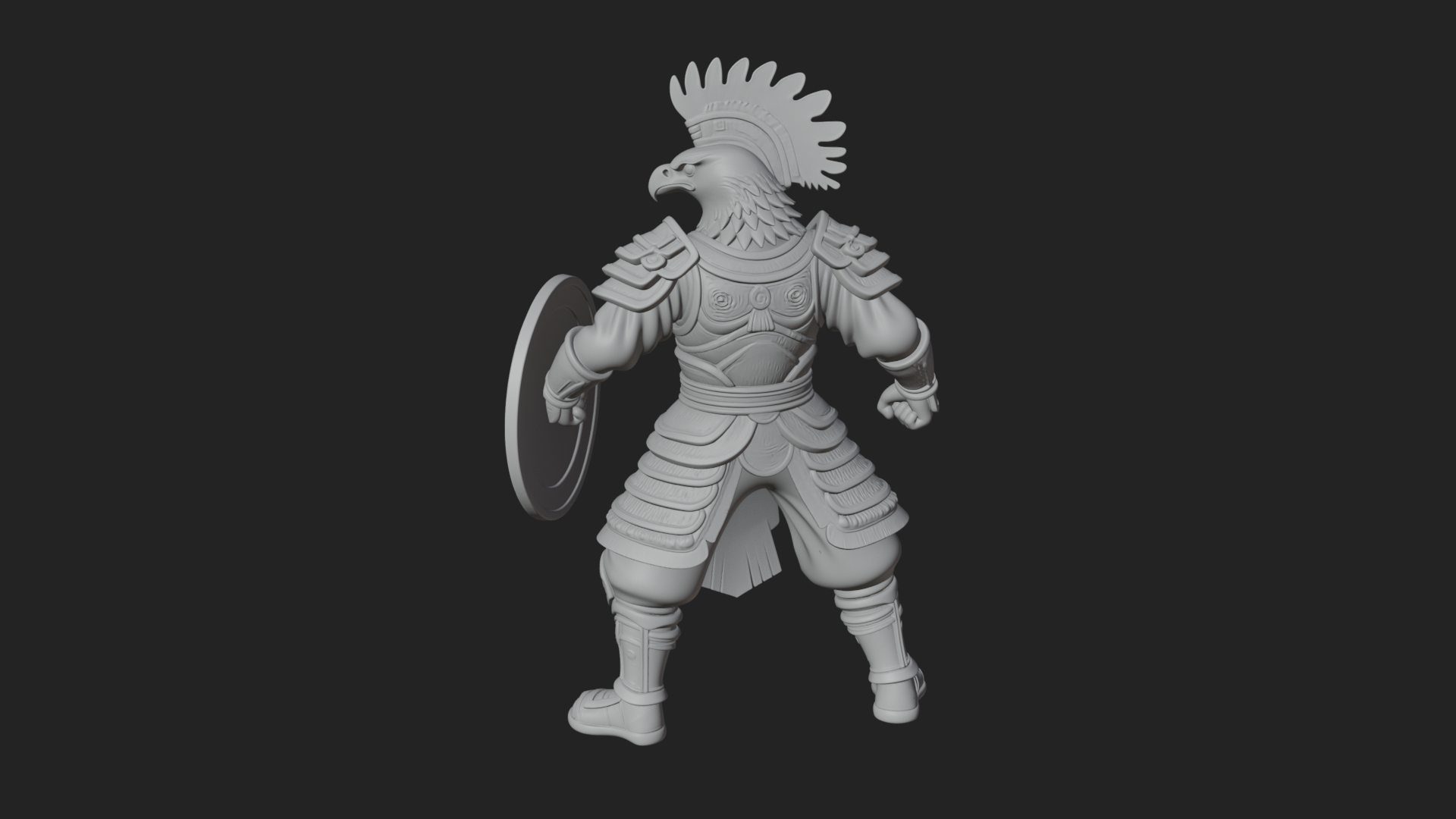 Aztec Eagle Warrior Statue Design 4 3D Print Model 3D Model
