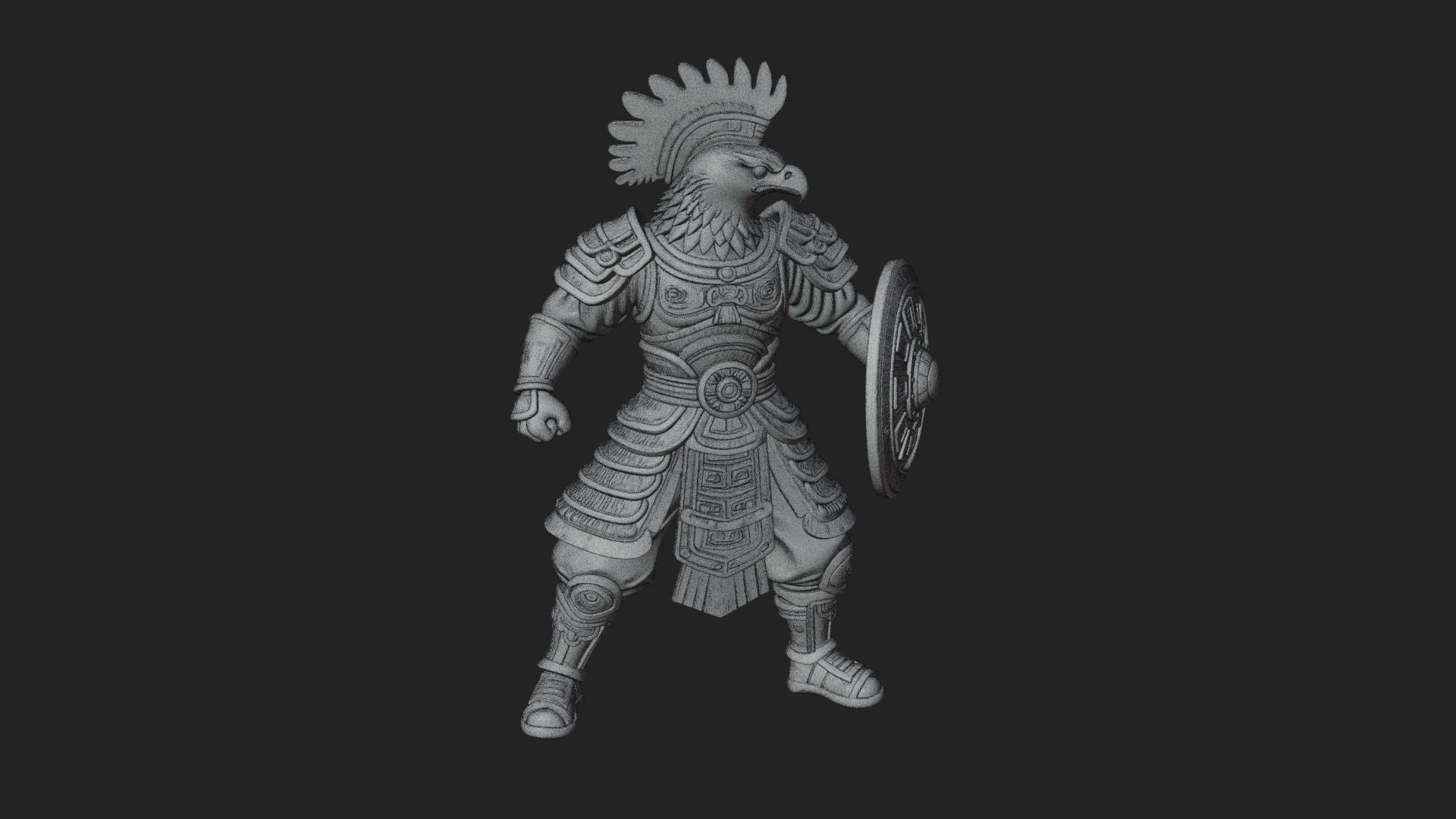 Aztec Eagle Warrior Statue Design 4 3D Print Model 3D Model