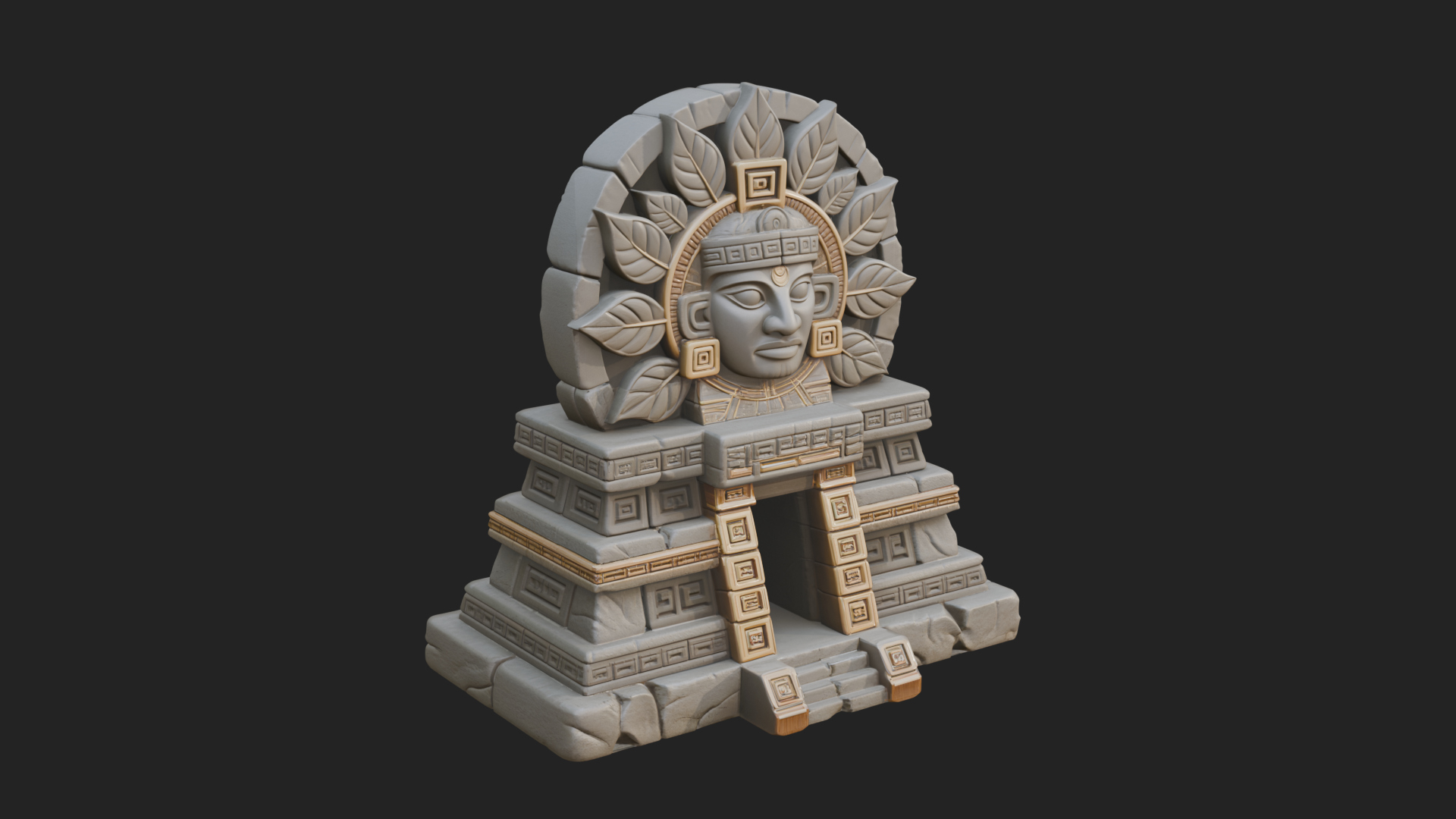 Aztec Face Step Temple Design 1 3D Print Model 3D Model