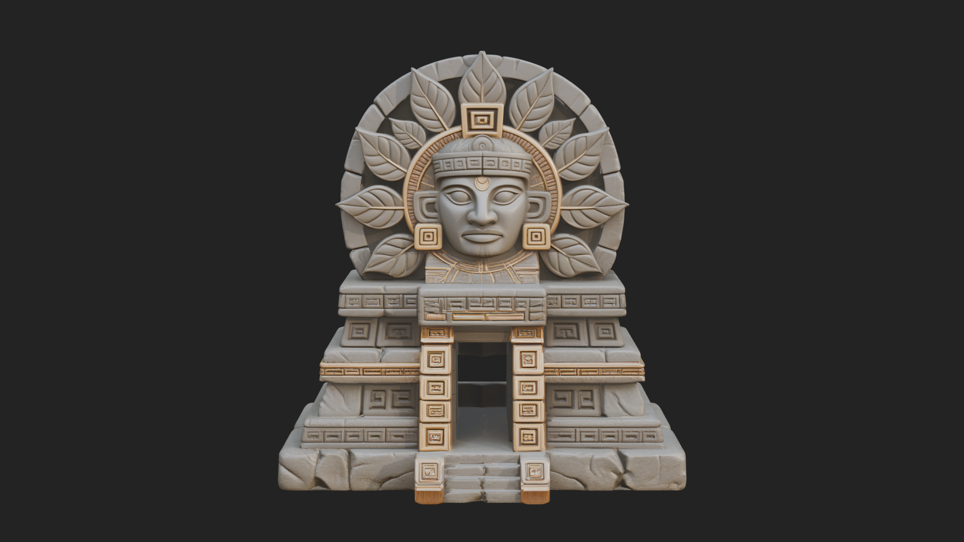 Aztec Face Step Temple Design 1 3D Print Model 3D Model