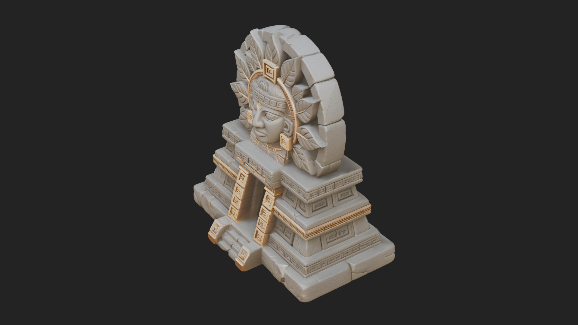 Aztec Face Step Temple Design 1 3D Print Model 3D Model