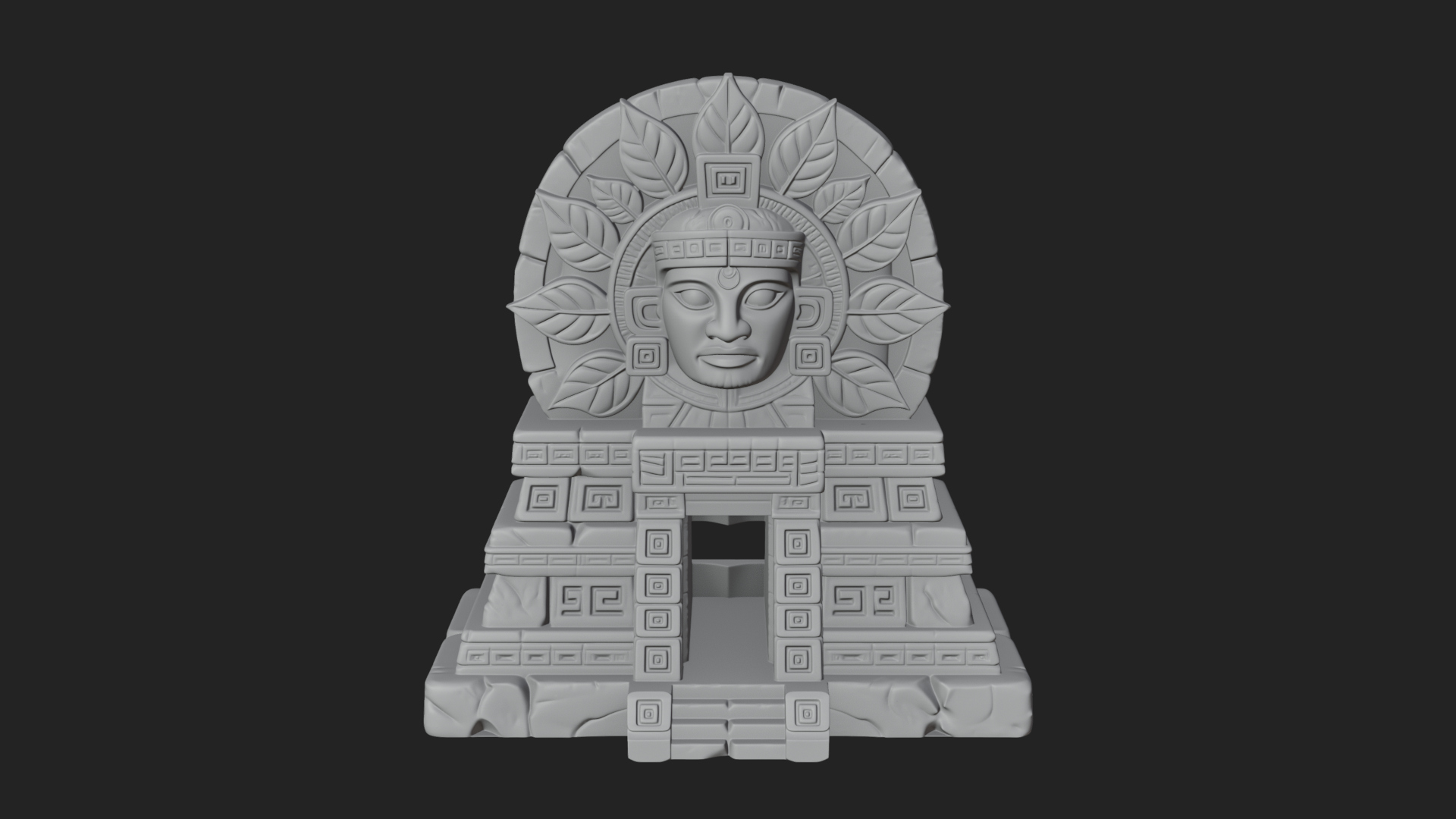 Aztec Face Step Temple Design 1 3D Print Model 3D Model