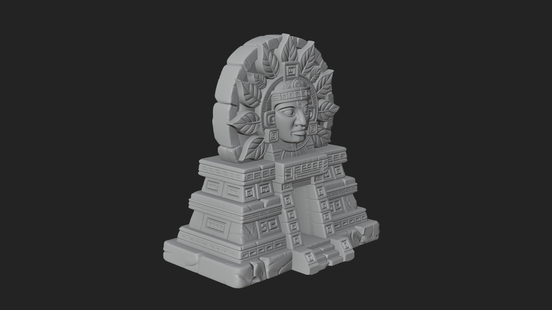 Aztec Face Step Temple Design 1 3D Print Model 3D Model