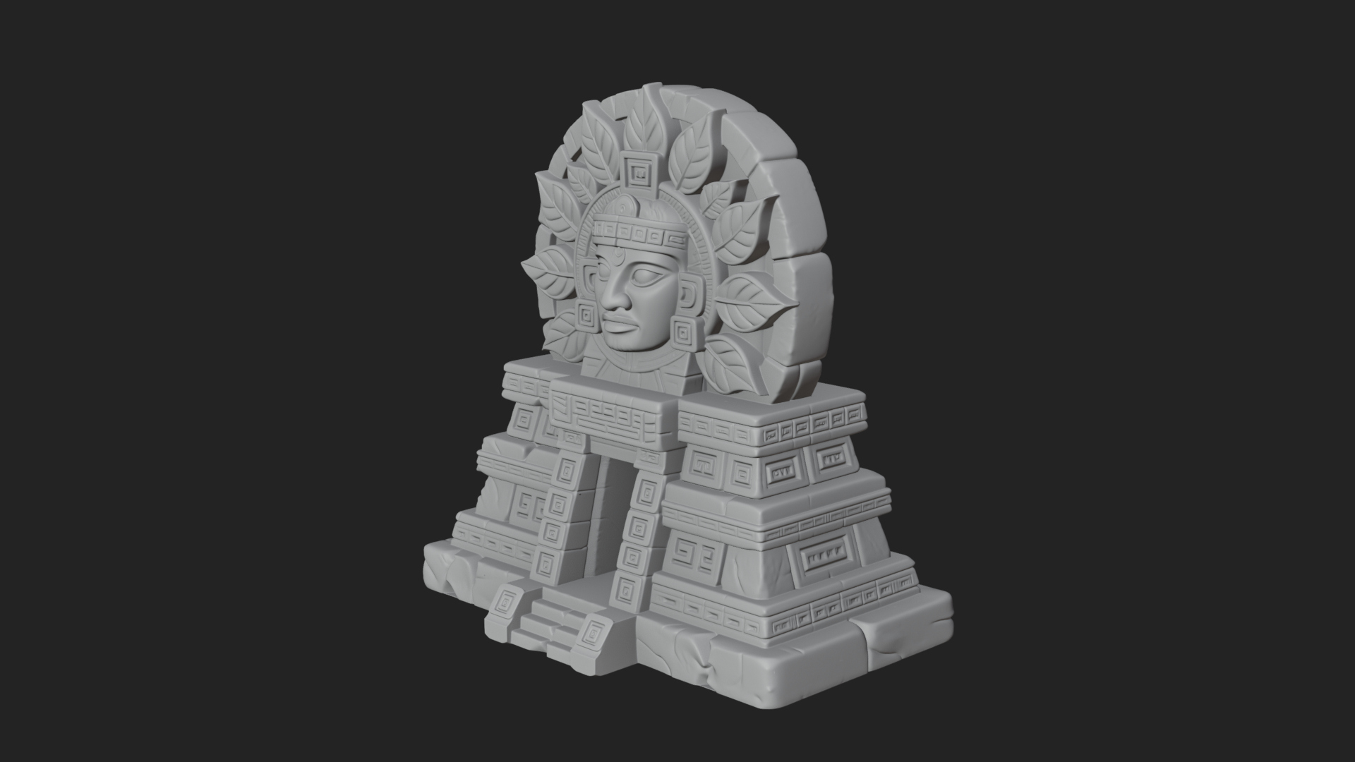 Aztec Face Step Temple Design 1 3D Print Model 3D Model