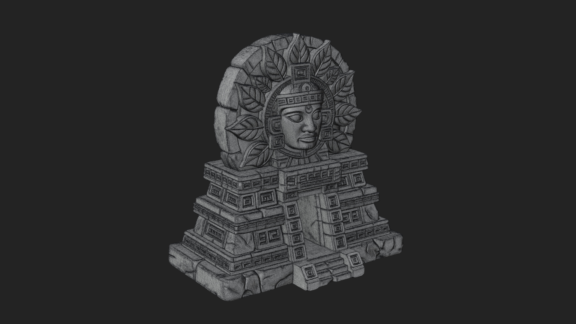 Aztec Face Step Temple Design 1 3D Print Model 3D Model