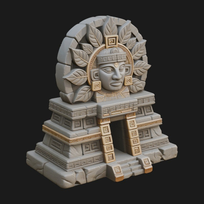 Aztec Face Step Temple Design 1 3D Print Model