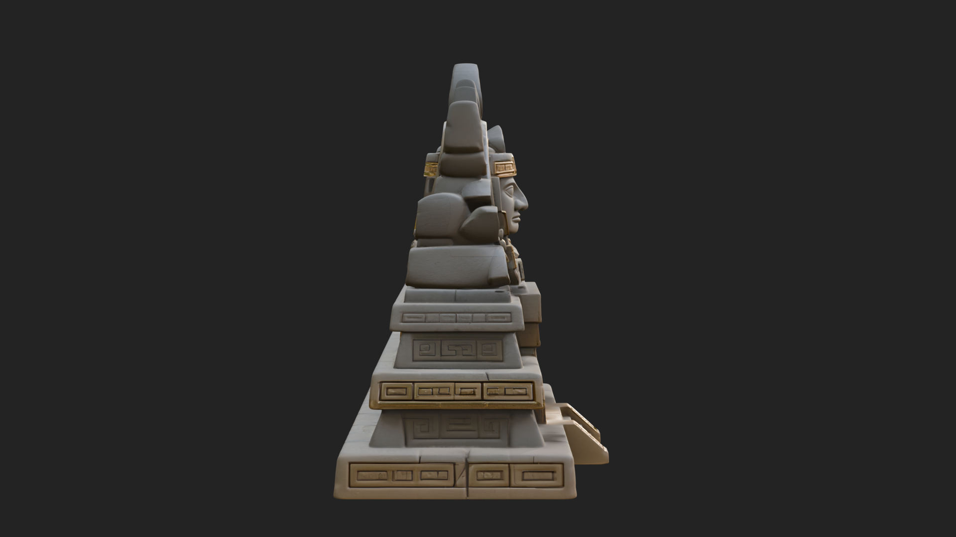 Aztec Face Step Temple Design 2 3D Print Model 3D Model