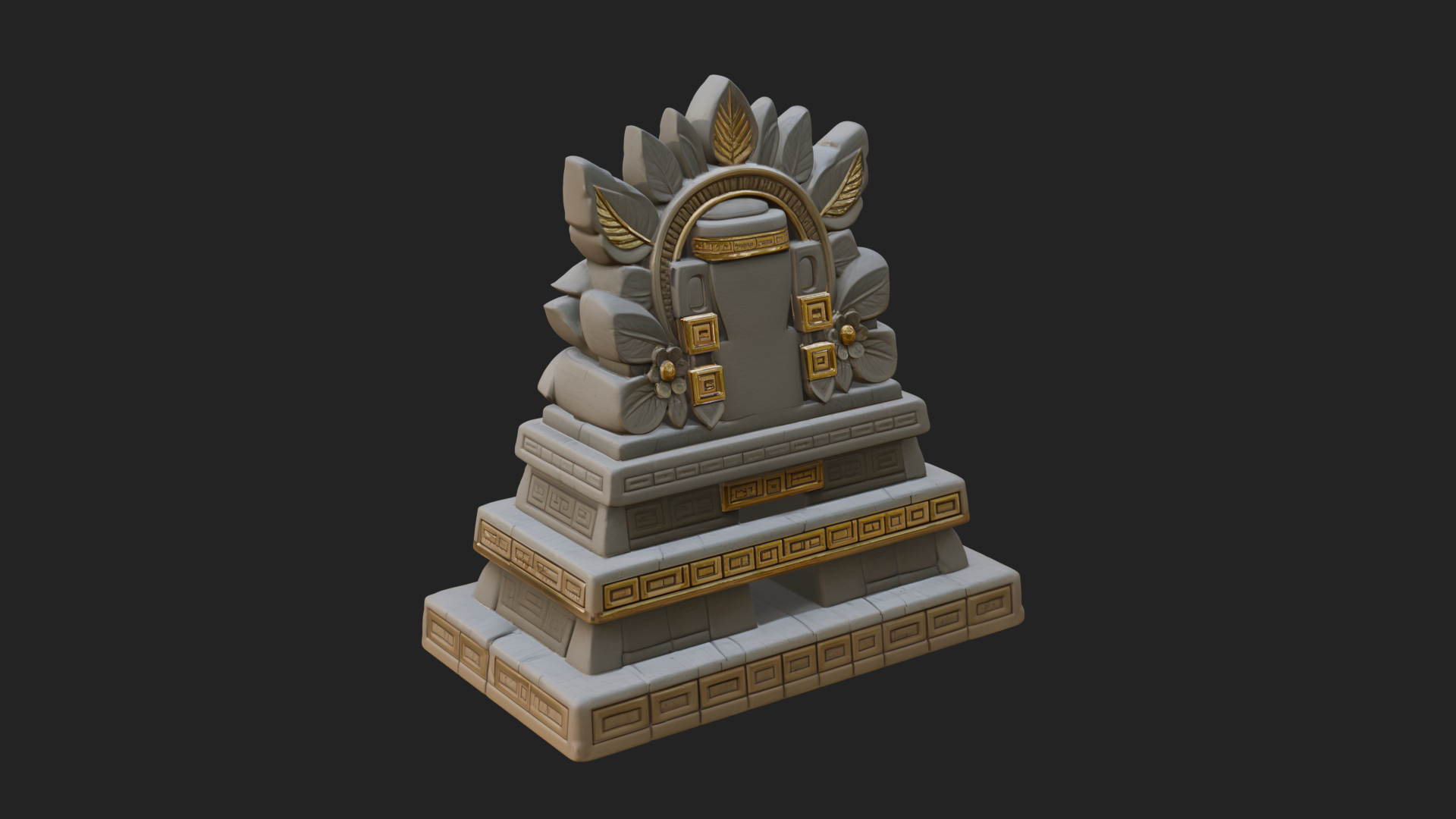 Aztec Face Step Temple Design 2 3D Print Model 3D Model