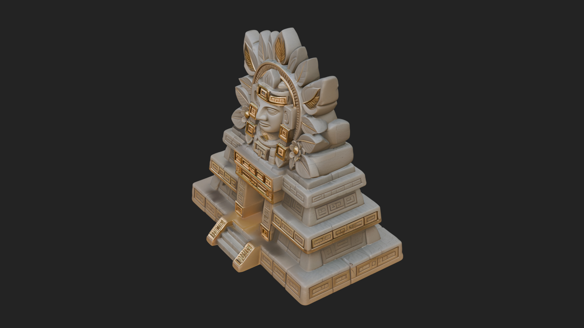 Aztec Face Step Temple Design 2 3D Print Model 3D Model