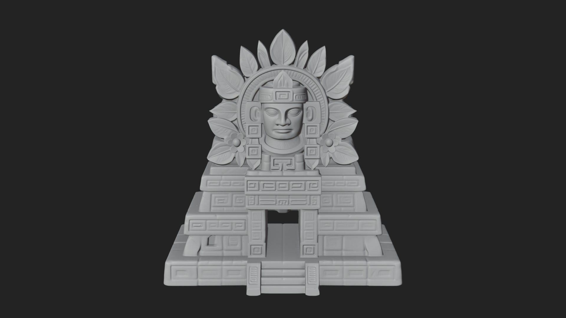 Aztec Face Step Temple Design 2 3D Print Model 3D Model