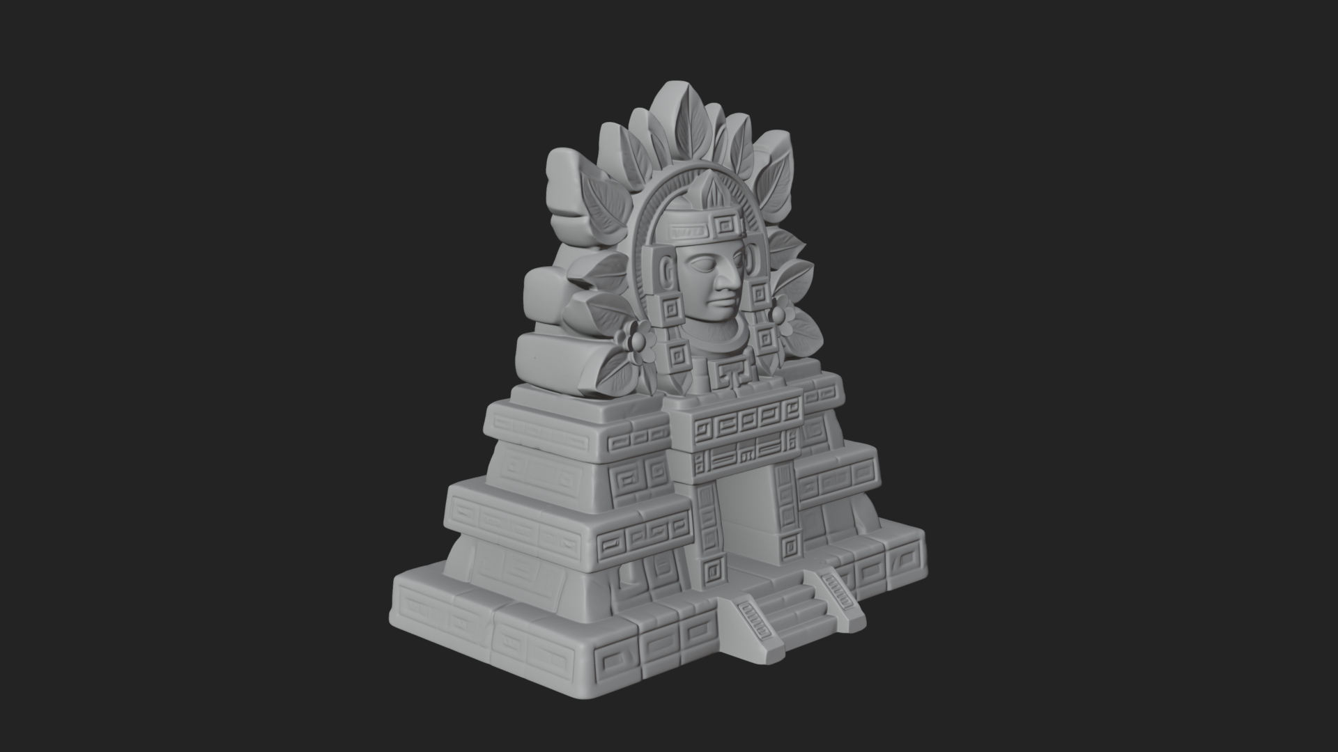 Aztec Face Step Temple Design 2 3D Print Model 3D Model