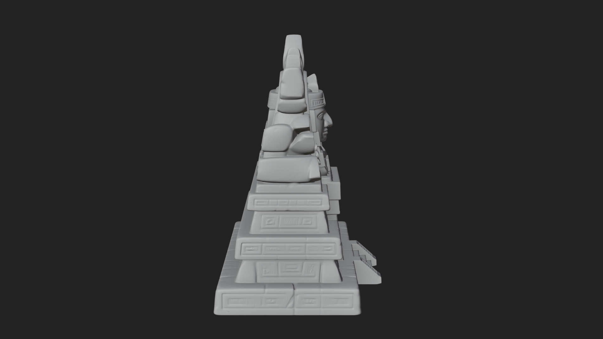 Aztec Face Step Temple Design 2 3D Print Model 3D Model