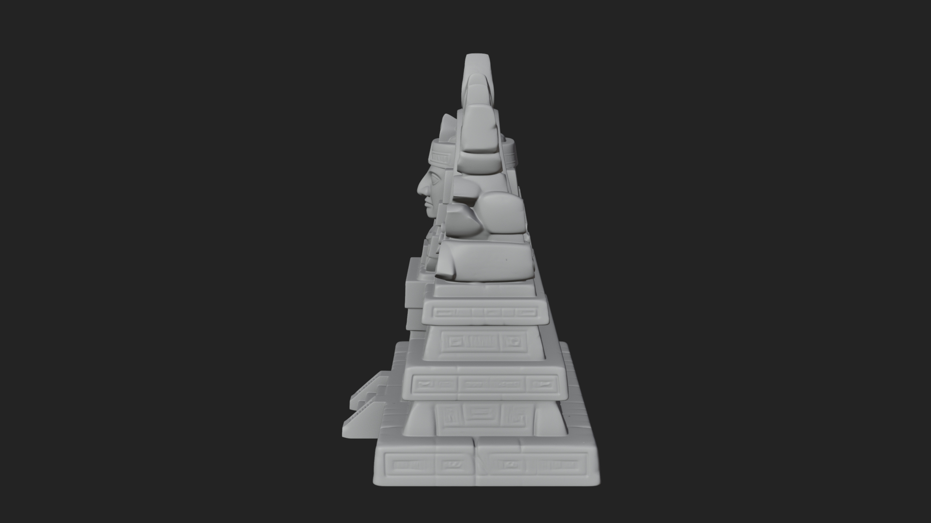 Aztec Face Step Temple Design 2 3D Print Model 3D Model