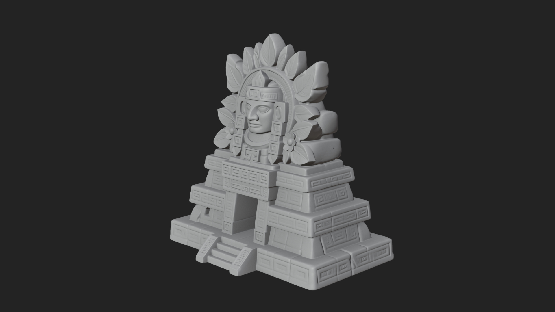 Aztec Face Step Temple Design 2 3D Print Model 3D Model