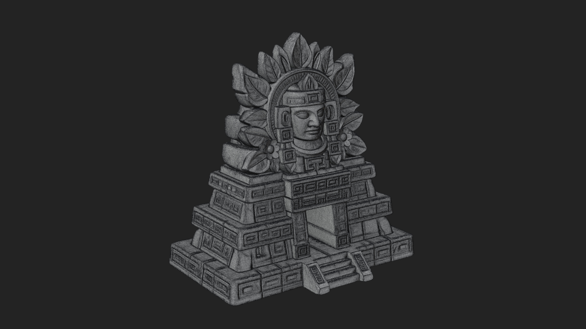 Aztec Face Step Temple Design 2 3D Print Model 3D Model