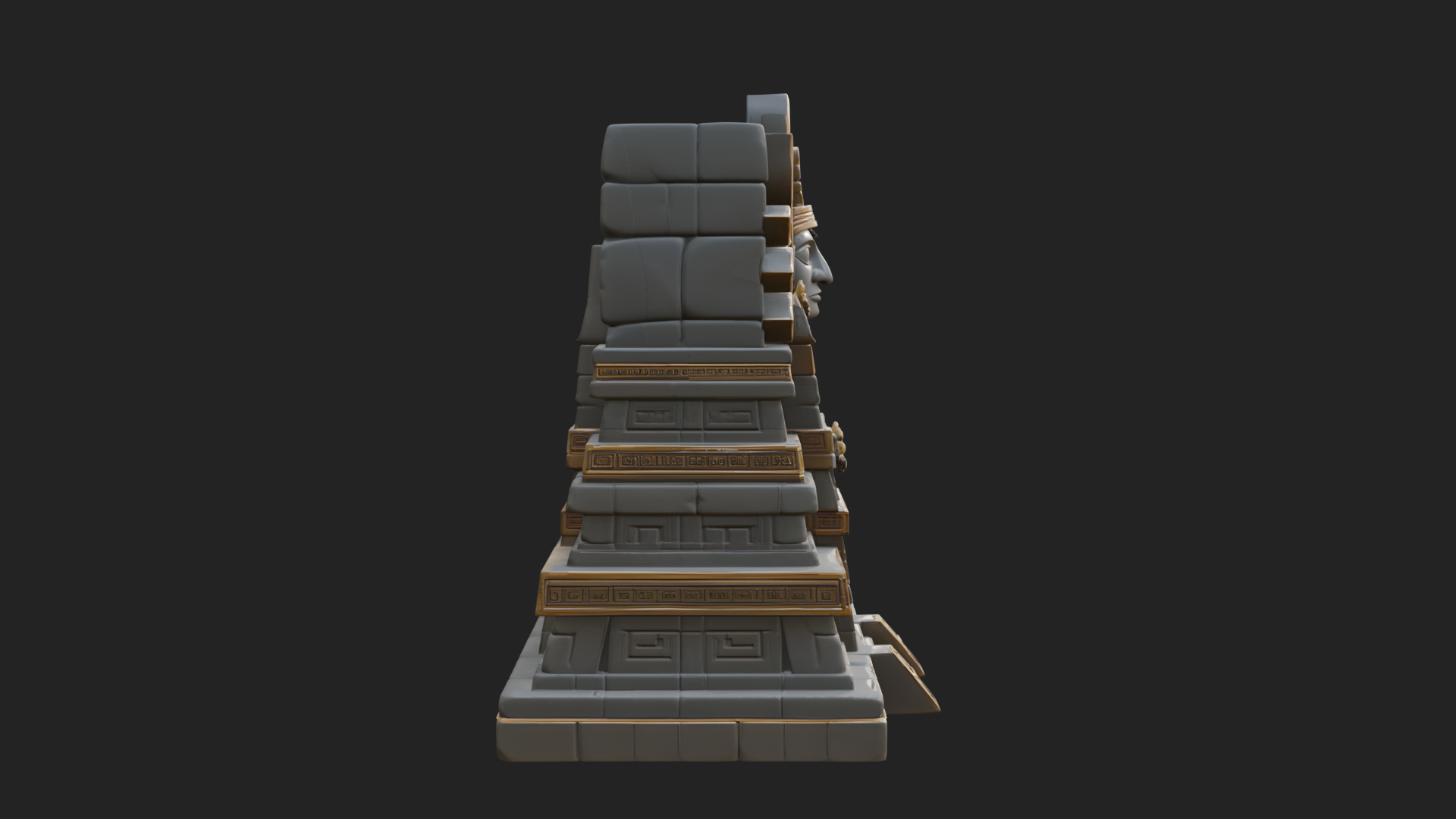 Aztec Face Step Temple Design 3 3D Print Model 3D Model
