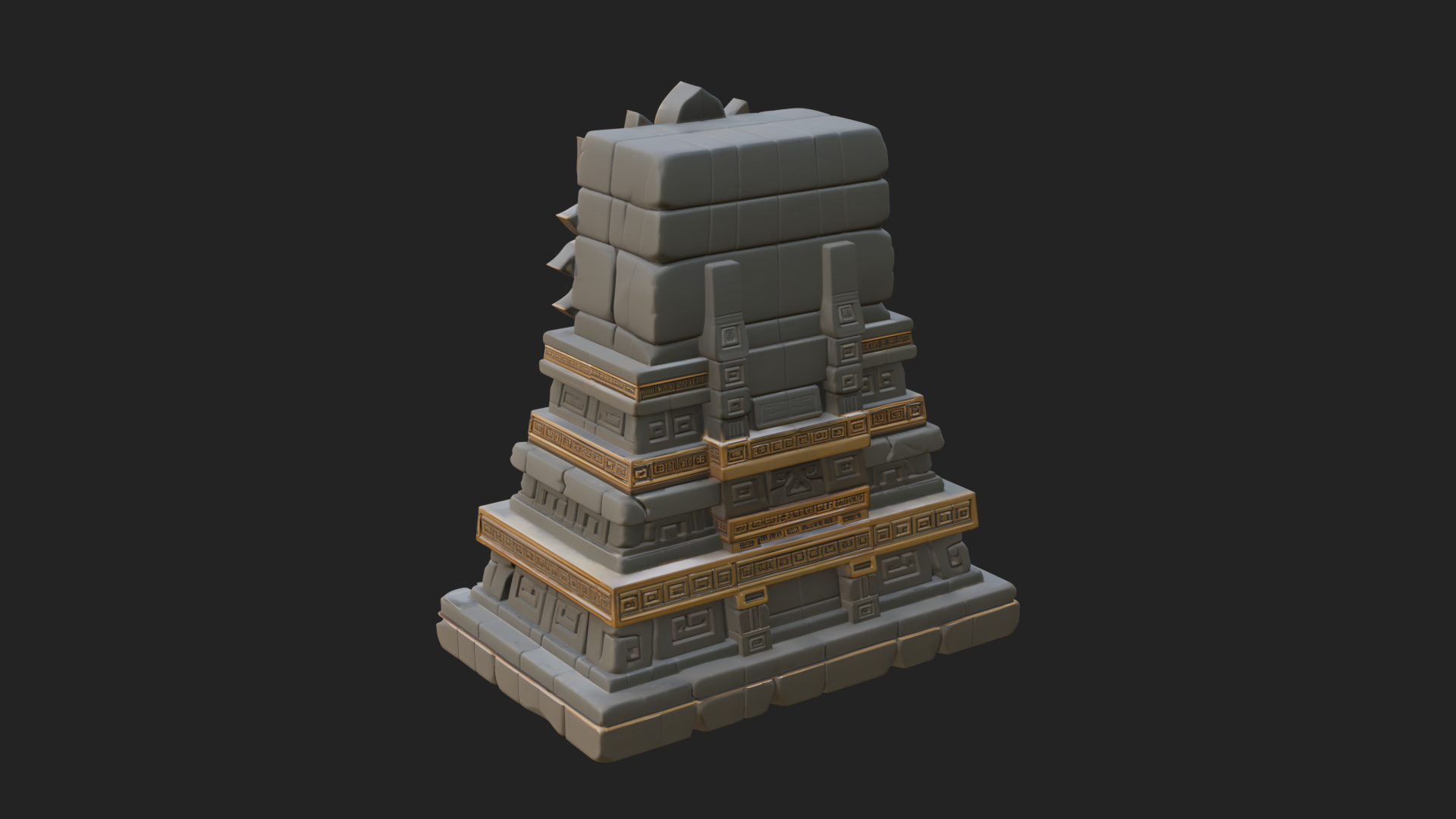 Aztec Face Step Temple Design 3 3D Print Model 3D Model